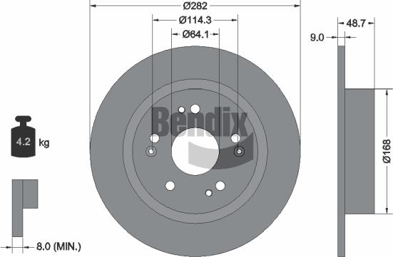 BENDIX Braking BDS2164 - Спирачен диск vvparts.bg