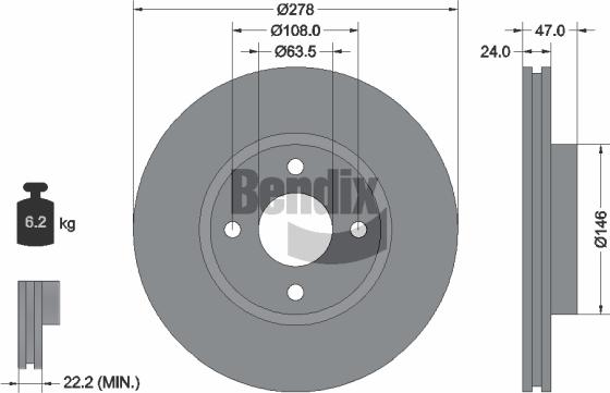 BENDIX Braking BDS2102 - Спирачен диск vvparts.bg