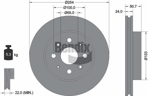 BENDIX Braking BDS2112 - Спирачен диск vvparts.bg