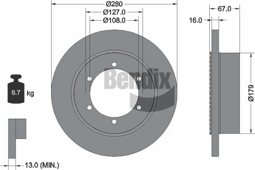 BENDIX Braking BDS2304 - Спирачен диск vvparts.bg