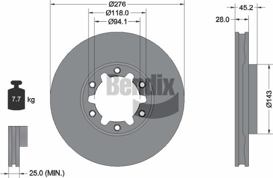 BENDIX Braking BDS2298 - Спирачен диск vvparts.bg