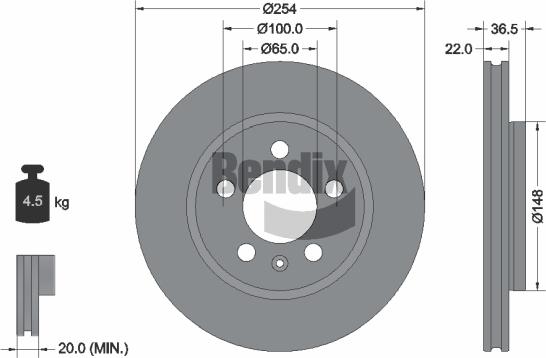 BENDIX Braking BDS2260 - Спирачен диск vvparts.bg