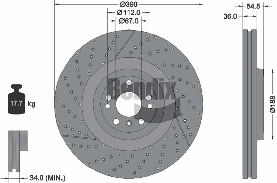 BENDIX Braking BDS2285HC - Спирачен диск vvparts.bg