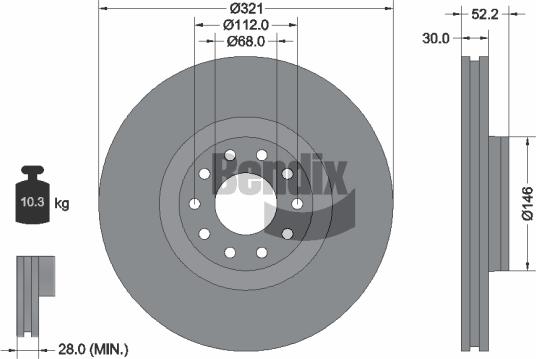 BENDIX Braking BDS2232 - Спирачен диск vvparts.bg