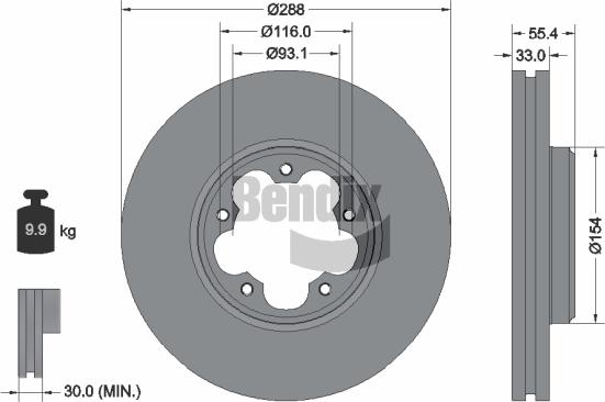 BENDIX Braking BDS2237 - Спирачен диск vvparts.bg