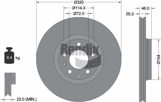 BENDIX Braking BDS2226 - Спирачен диск vvparts.bg