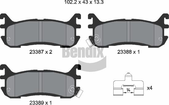 BENDIX Braking BPD1965 - Комплект спирачно феродо, дискови спирачки vvparts.bg