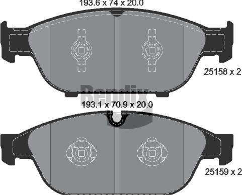 BENDIX Braking BPD1497 - Комплект спирачно феродо, дискови спирачки vvparts.bg