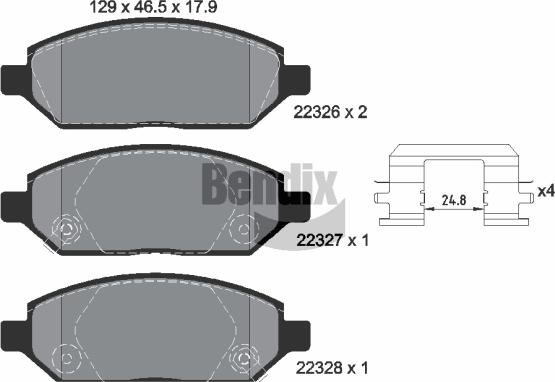 BENDIX Braking BPD1456 - Комплект спирачно феродо, дискови спирачки vvparts.bg