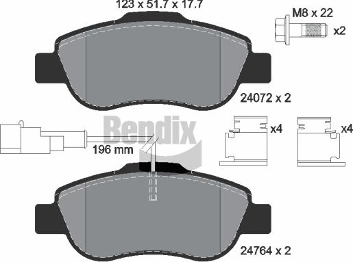 BENDIX Braking BPD1465 - Комплект спирачно феродо, дискови спирачки vvparts.bg