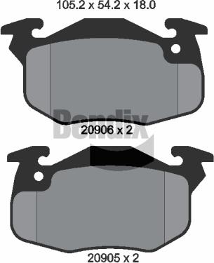 BENDIX Braking BPD1466 - Комплект спирачно феродо, дискови спирачки vvparts.bg