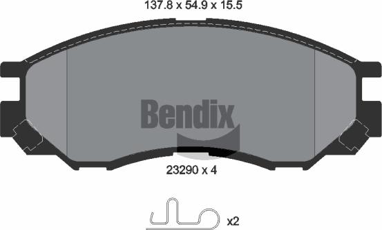 BENDIX Braking BPD1462 - Комплект спирачно феродо, дискови спирачки vvparts.bg
