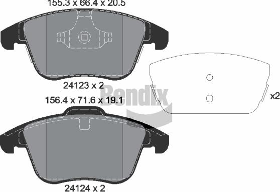 BENDIX Braking BPD1404 - Комплект спирачно феродо, дискови спирачки vvparts.bg