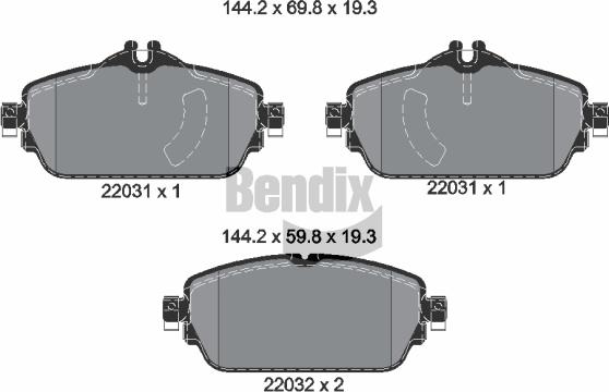 BENDIX Braking BPD1407 - Комплект спирачно феродо, дискови спирачки vvparts.bg