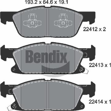 BENDIX Braking BPD1411 - Комплект спирачно феродо, дискови спирачки vvparts.bg