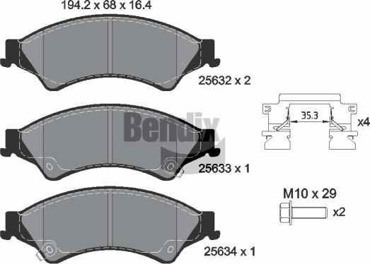 BENDIX Braking BPD1413 - Комплект спирачно феродо, дискови спирачки vvparts.bg