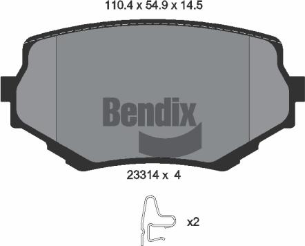 BENDIX Braking BPD1412 - Комплект спирачно феродо, дискови спирачки vvparts.bg