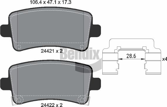 BENDIX Braking BPD1439 - Комплект спирачно феродо, дискови спирачки vvparts.bg