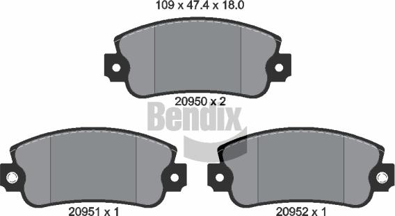 BENDIX Braking BPD1430 - Комплект спирачно феродо, дискови спирачки vvparts.bg