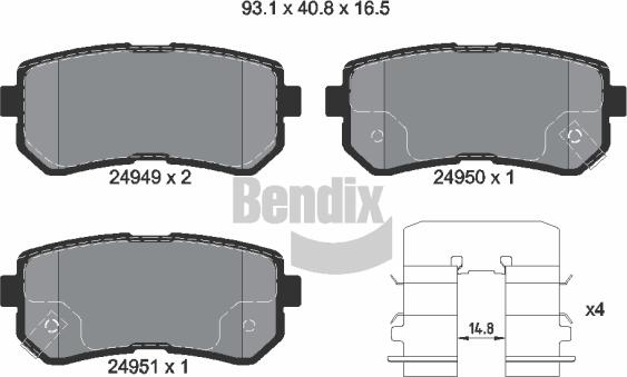 BENDIX Braking BPD1431 - Комплект спирачно феродо, дискови спирачки vvparts.bg