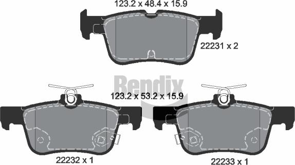 BENDIX Braking BPD1438 - Комплект спирачно феродо, дискови спирачки vvparts.bg