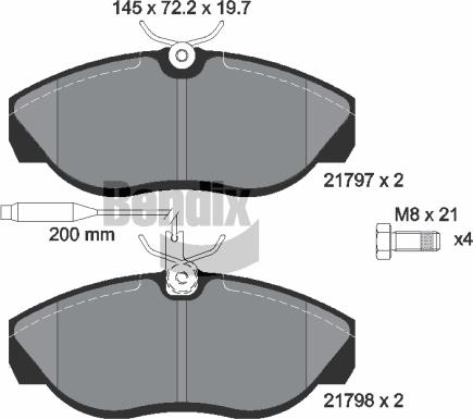 BENDIX Braking BPD1424 - Комплект спирачно феродо, дискови спирачки vvparts.bg