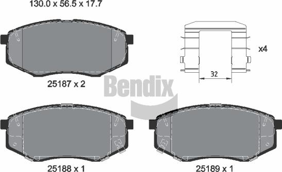 BENDIX Braking BPD1421 - Комплект спирачно феродо, дискови спирачки vvparts.bg