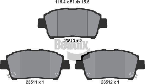 BENDIX Braking BPD1423 - Комплект спирачно феродо, дискови спирачки vvparts.bg