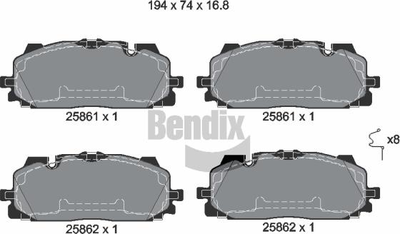 BENDIX Braking BPD1427 - Комплект спирачно феродо, дискови спирачки vvparts.bg
