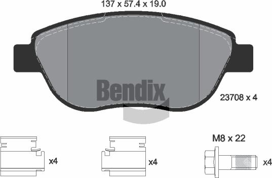 BENDIX Braking BPD1475 - Комплект спирачно феродо, дискови спирачки vvparts.bg