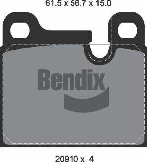 BENDIX Braking BPD1470 - Комплект спирачно феродо, дискови спирачки vvparts.bg