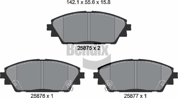 BENDIX Braking BPD1477 - Комплект спирачно феродо, дискови спирачки vvparts.bg