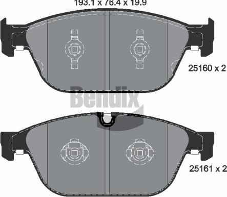 BENDIX Braking BPD1545 - Комплект спирачно феродо, дискови спирачки vvparts.bg