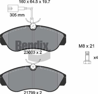 BENDIX Braking BPD1541 - Комплект спирачно феродо, дискови спирачки vvparts.bg
