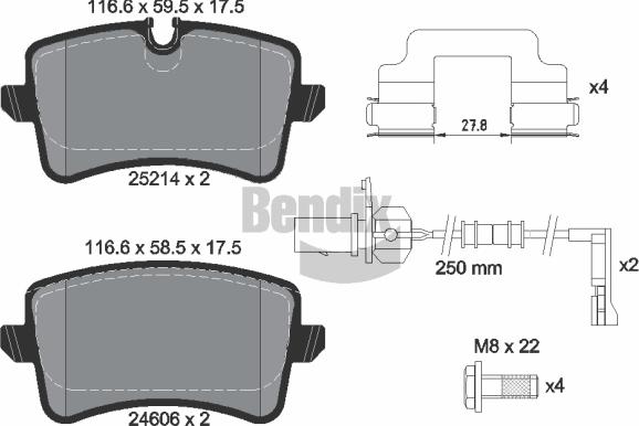 BENDIX Braking BPD1559 - Комплект спирачно феродо, дискови спирачки vvparts.bg