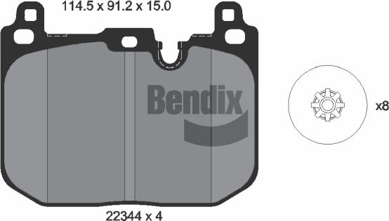 BENDIX Braking BPD1558 - Комплект спирачно феродо, дискови спирачки vvparts.bg