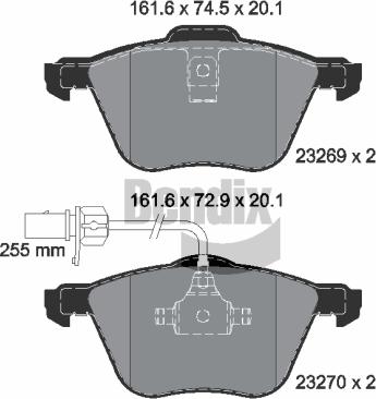 BENDIX Braking BPD1569 - Комплект спирачно феродо, дискови спирачки vvparts.bg