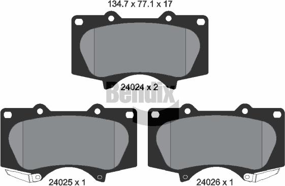 BENDIX Braking BPD1568 - Комплект спирачно феродо, дискови спирачки vvparts.bg