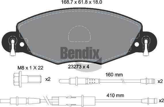BENDIX Braking BPD1503 - Комплект спирачно феродо, дискови спирачки vvparts.bg