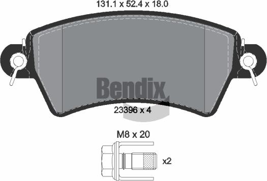 BENDIX Braking BPD1515 - Комплект спирачно феродо, дискови спирачки vvparts.bg