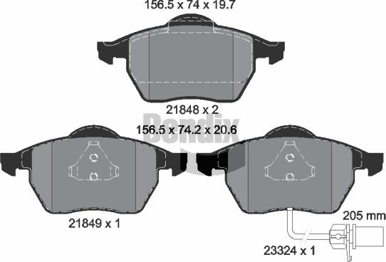 BENDIX Braking BPD1516 - Комплект спирачно феродо, дискови спирачки vvparts.bg