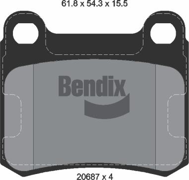 BENDIX Braking BPD1512 - Комплект спирачно феродо, дискови спирачки vvparts.bg