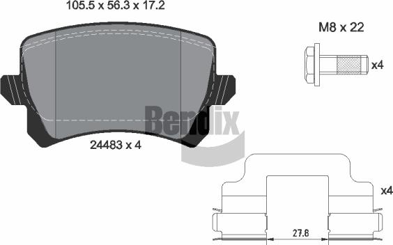 BENDIX Braking BPD1580 - Комплект спирачно феродо, дискови спирачки vvparts.bg