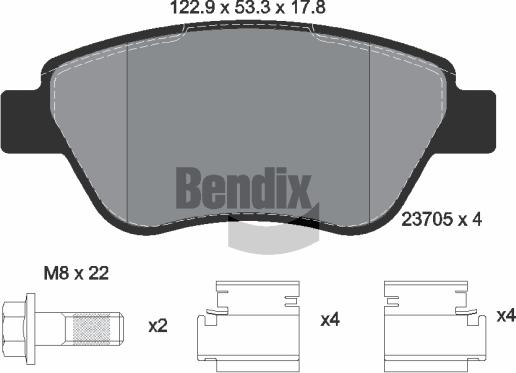 BENDIX Braking BPD1588 - Комплект спирачно феродо, дискови спирачки vvparts.bg