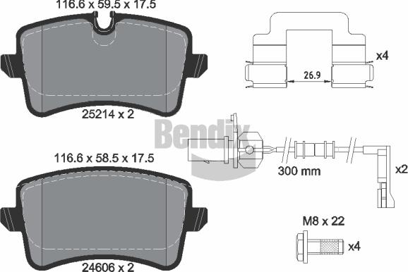 BENDIX Braking BPD1531 - Комплект спирачно феродо, дискови спирачки vvparts.bg