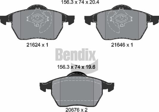 BENDIX Braking BPD1527 - Комплект спирачно феродо, дискови спирачки vvparts.bg