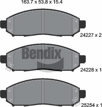 BENDIX Braking BPD1575 - Комплект спирачно феродо, дискови спирачки vvparts.bg