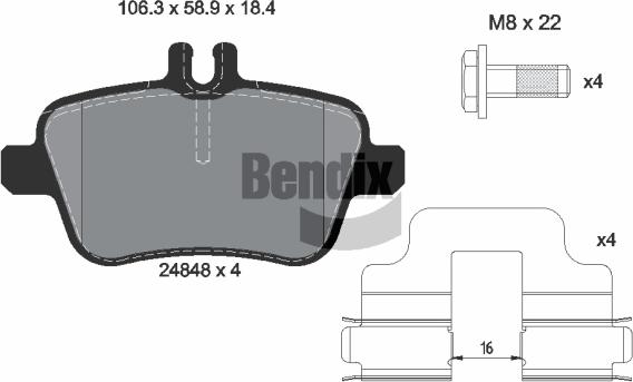 BENDIX Braking BPD1576 - Комплект спирачно феродо, дискови спирачки vvparts.bg