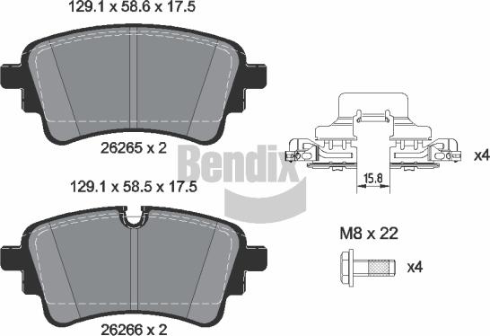 BENDIX Braking BPD1646 - Комплект спирачно феродо, дискови спирачки vvparts.bg