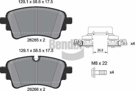 BENDIX Braking BPD1648 - Комплект спирачно феродо, дискови спирачки vvparts.bg